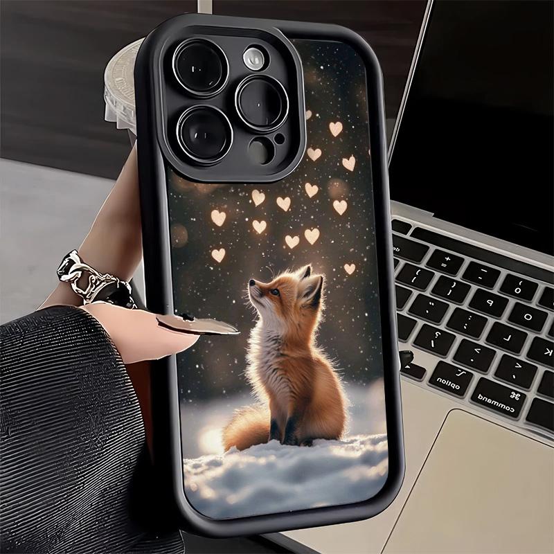 Phone Case for iPhone 17 Air 16E 15 16 Pro Max Cartoon Fox Animal Cover 14 Plus 13 12 Mini Soft Shell Silicone Fundas