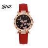 Ladies Watch Butterfly Artificial Leather Strap Quartz Rhinestone Casual Women