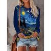 3D Floral Printed Long Sleeve T Shirt Women Fashion Round Neck Top Holiday Weekend