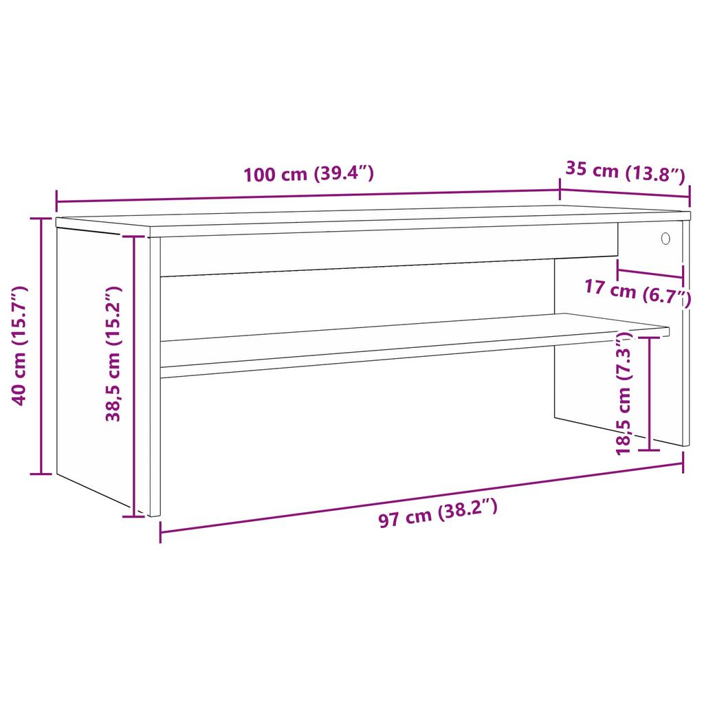 TV Cabinet Smoked Oak 100 x 35 x 40 cm Engineered Wood