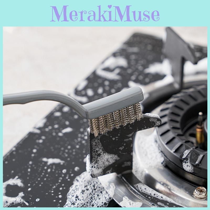 Stove Gas Kitchen Brush With Copper Steel Nylon Bristles For Tough Grease Removal