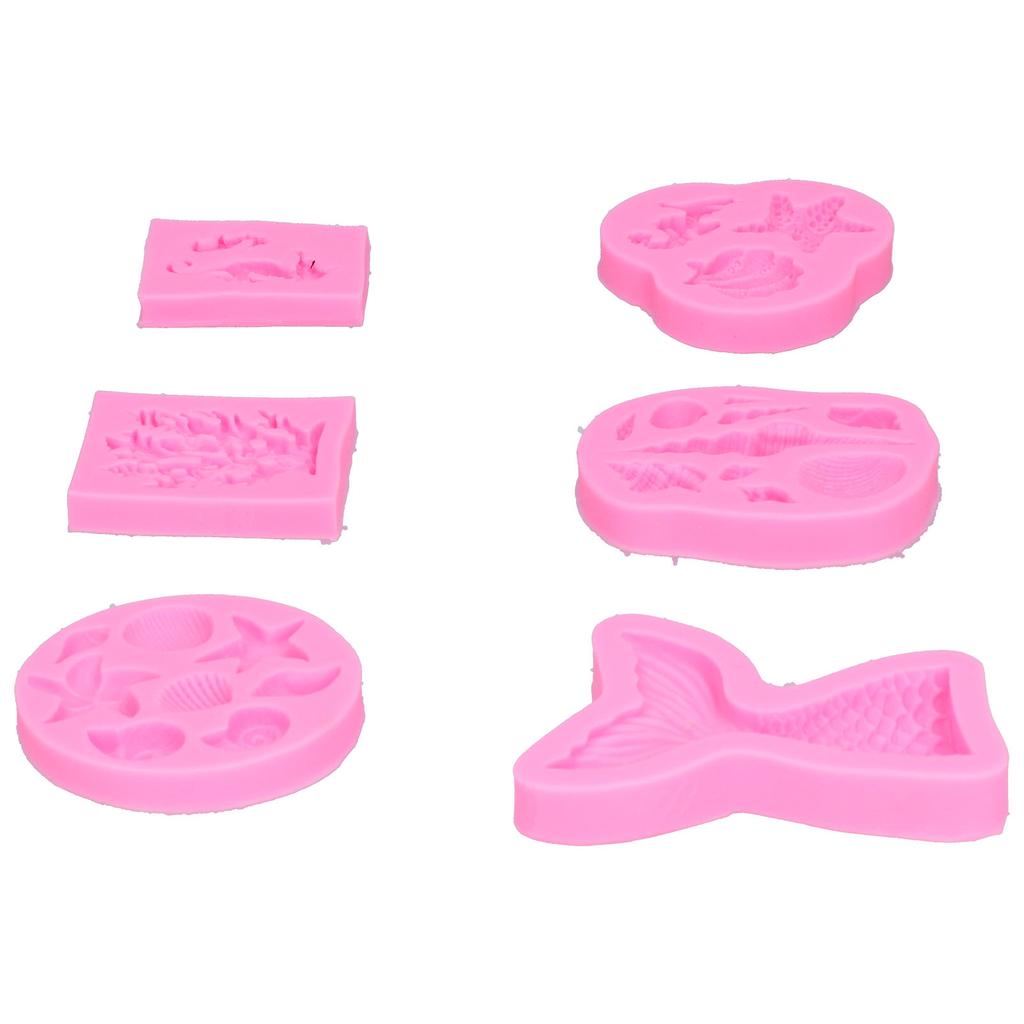 6 STÜCKE Silikonformen Meeresmuschelförmig Fondantkuchen Schokoladenform Dekorierwerkzeuge Rosa