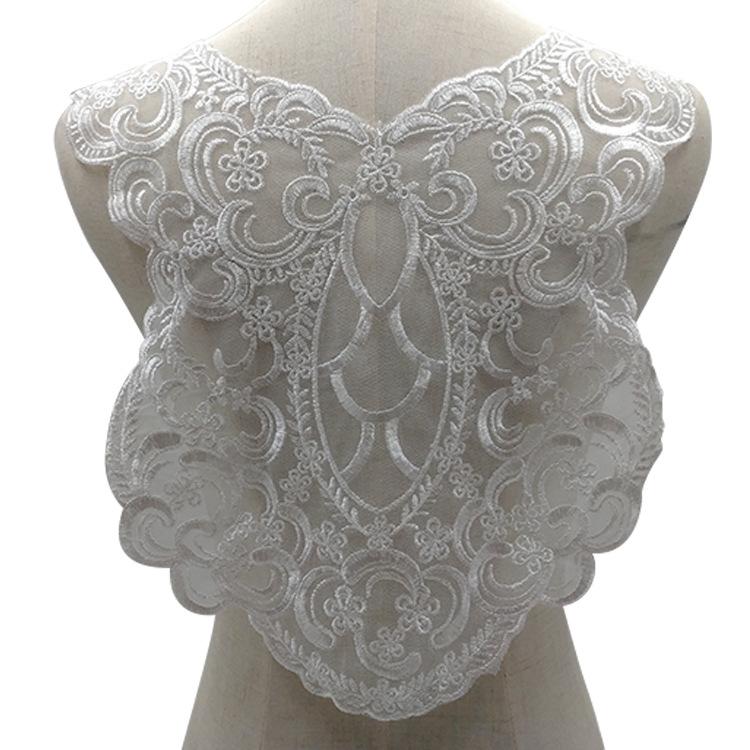Mesh Bottom Embroidery, Polyester Silk Embroidery, Lace Collar, Four-Piece Set, Front Collar And Back Leader Flower, Wedding Dress Accessories