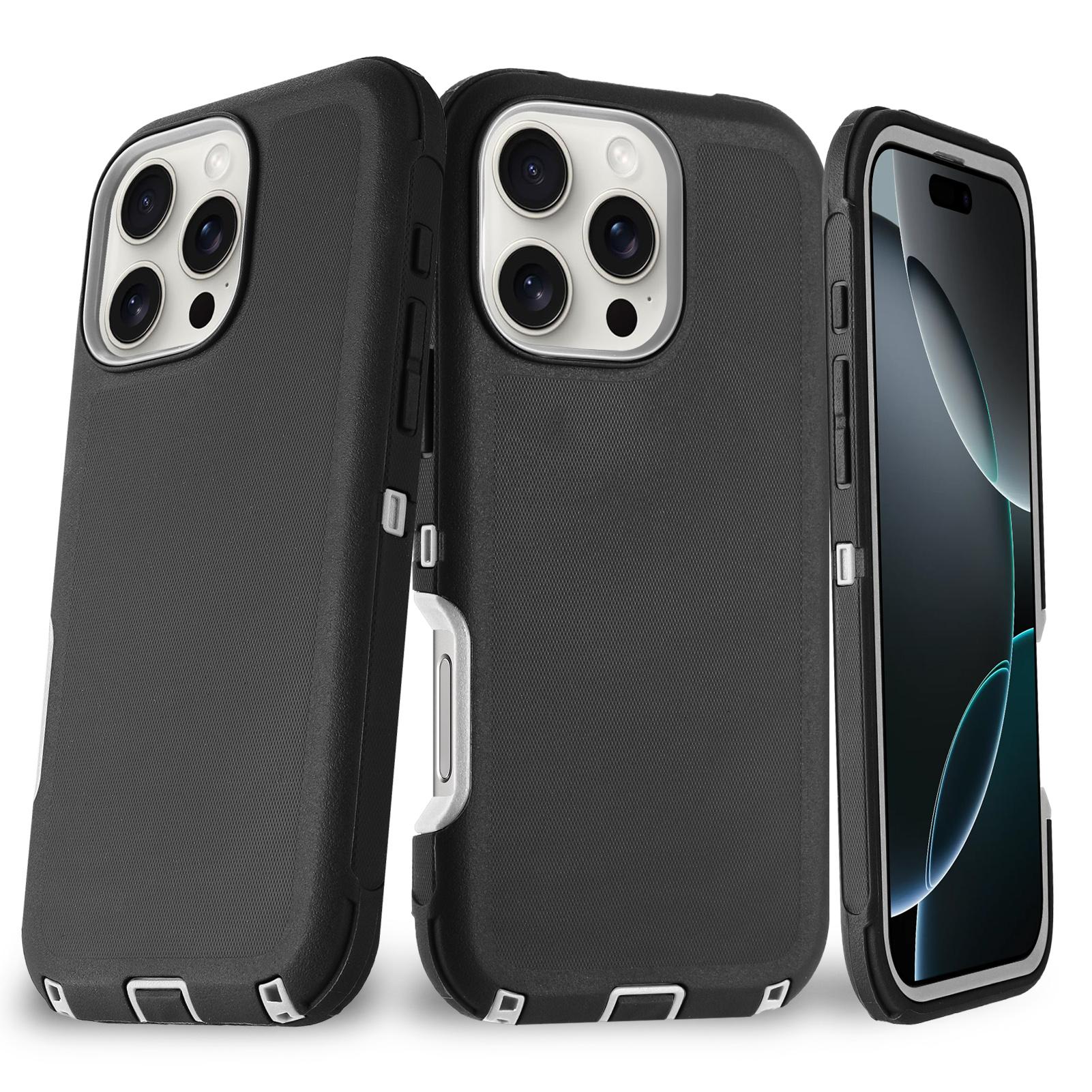 

Новий надміцний чохол серії Defender для Iphone 16 16Pro 16Plus 16Pro Max Міцний надійний протектор Жорсткий чохол-броня Otter Ударостійкий Міцний Захисний чохол For iPhone16 Pro Max чорний білий колір