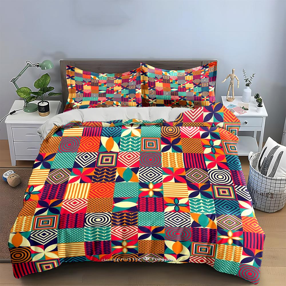 Colorful Geometric Pattern Set Bedding set (1 duvet cover, 2 pillowcases, duvet not included)