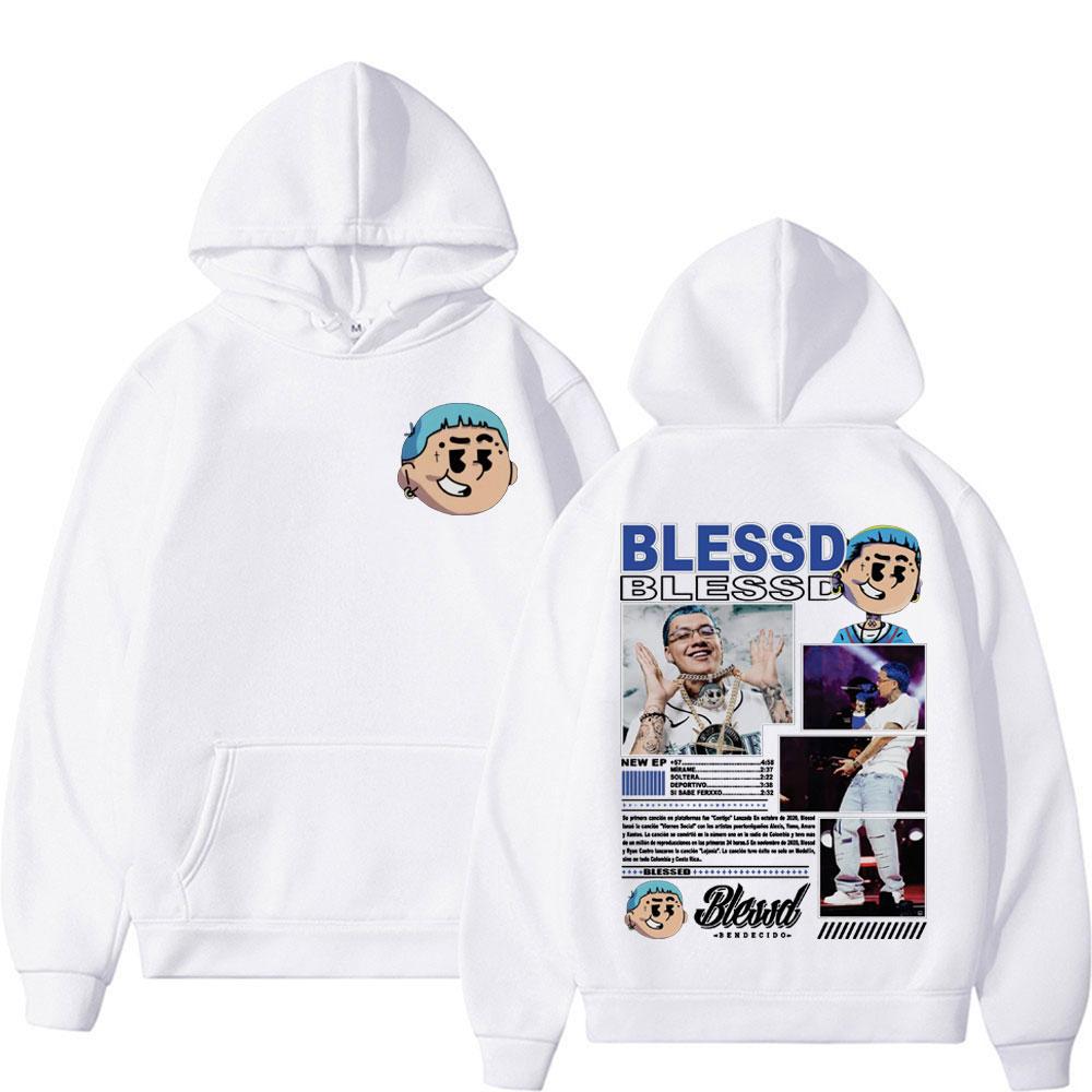 Rapper BLESSD BENDECIDO Tour Concert Hoodies Fashion Hip Hop Punk Men Women Casual Fleece Oversized Sweatshirt Hoodie Streetwear