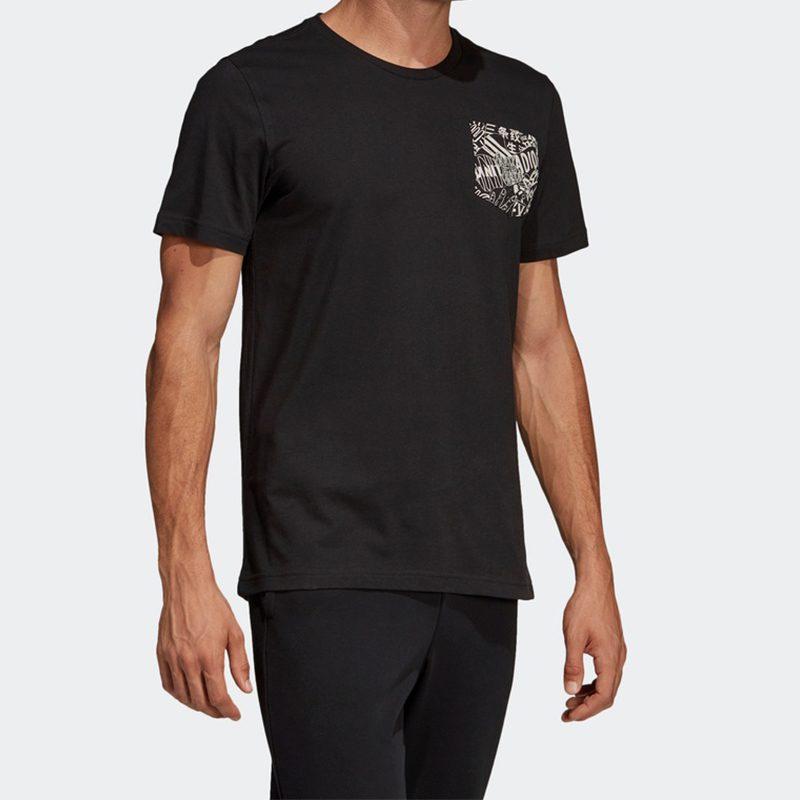 Adidas T Shirts Men's Black Crew Neck Moderate Straight Fit DV3097