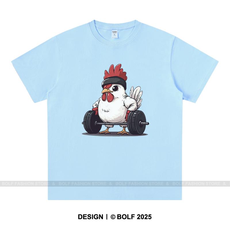 Fitness Kuře Potisk Pánské Tričko 100% Bavlna Nadměrná Grafická Trička pro Muže Ženy Street Wear Topy Trička