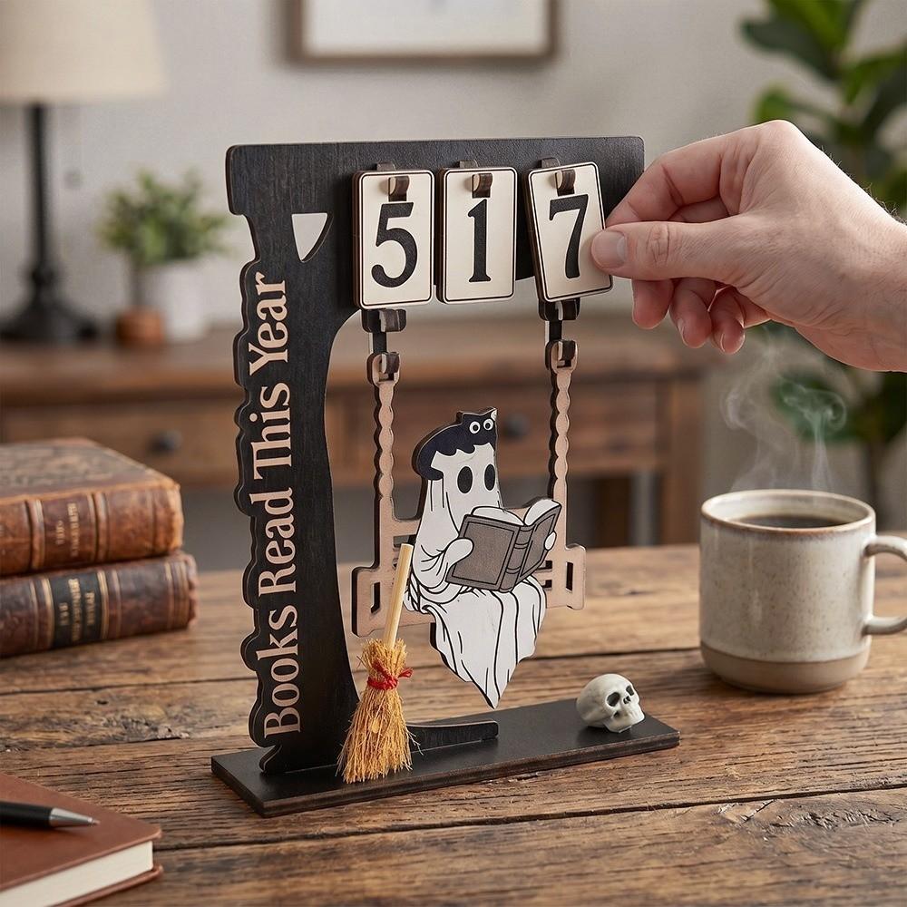 Vintage Halloween Reading Counter Spooky Reading Ghost Figurine Party Decoration