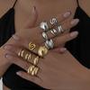 Ingemark Trendy Exquisite Irregular Geometric Rings Set Women Creative Simple Metal Opening Finger Ring Aesthetics Jewelry Gift