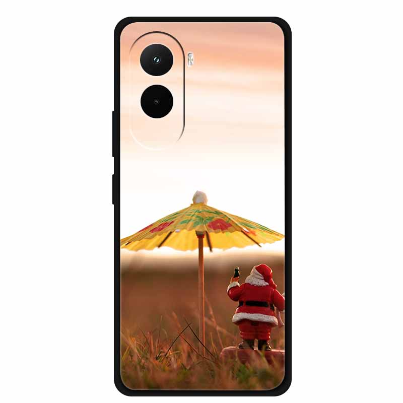 Christmas Phone Case For Poco M7 4G Case Christmas Tree Black Silicone Bumper For Xiaomi Poco M7 4G Cover PocoM7 Cartoon Coque