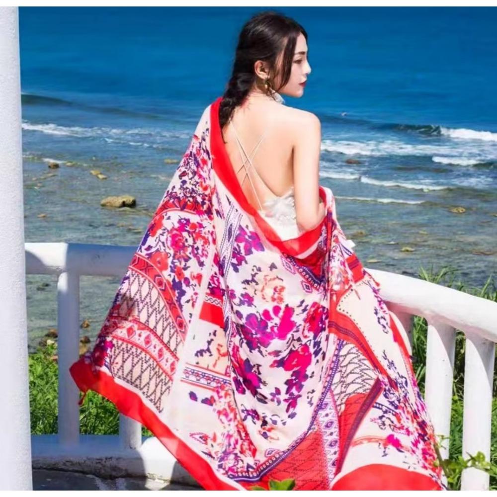 Chaka Salt Lake Great Northwest Tourism Ethnic Style Scarf Silk Scarf Women'S Summer Seaside Beach Shawl Sunscreen Thin