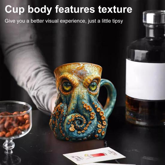 Cthulhu-Inspired Octopus Beer Mug Medieval Pirate Viking Tankard 3D Dragon Collector Cup for Bar Home Decor Unique