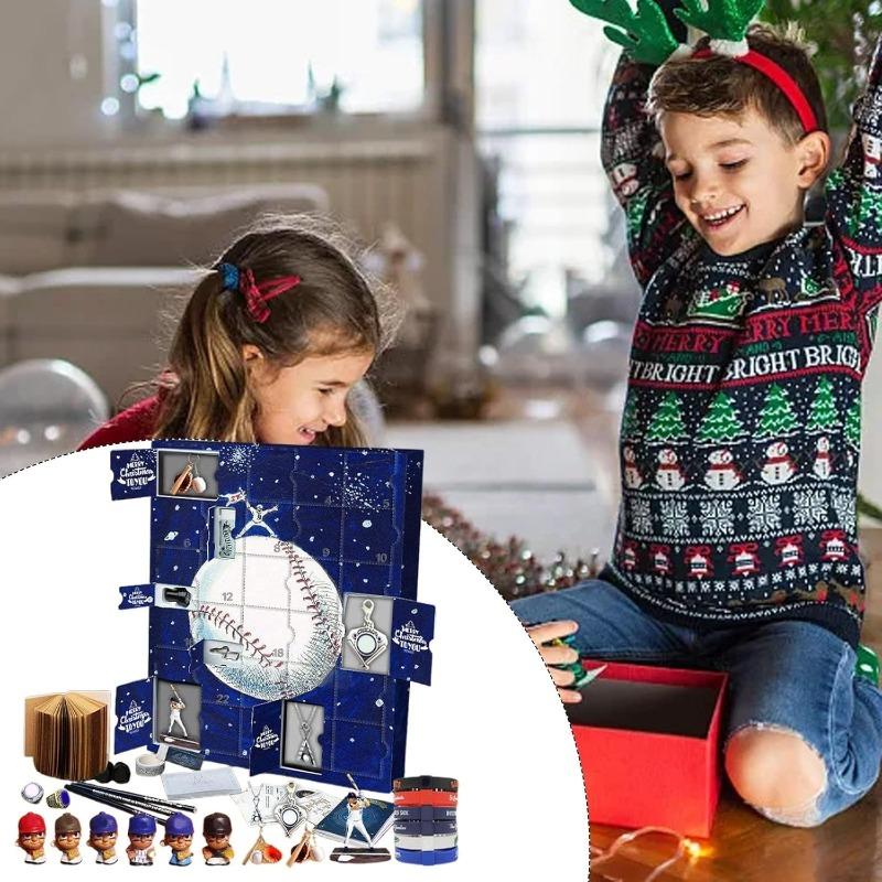 3D Baseball Adventskalender 2025, 24 Tage Baseballs Weihnachts-Feiertags-Countdown-Set für Baseballspieler Erwachsene Männer Teenager Jungen