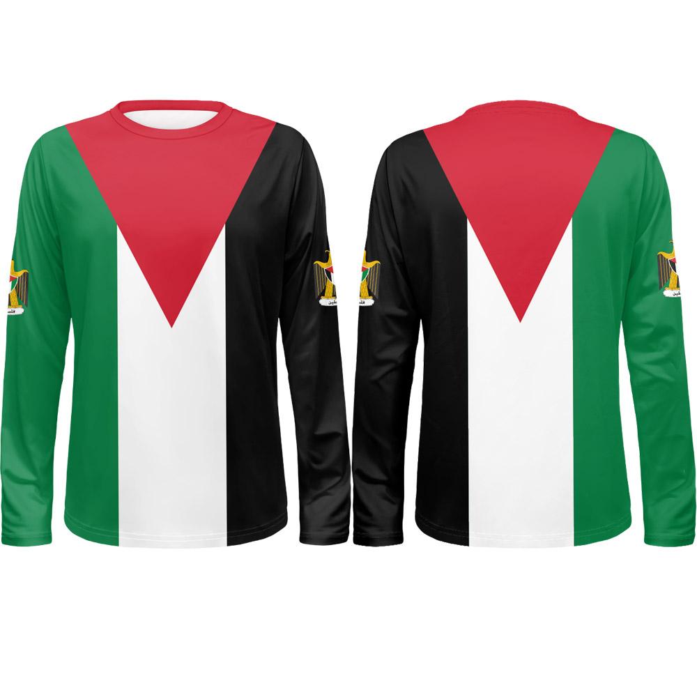 BOLIV MODA Lente en Herfst Ronde Hals 3D Palestina Vlag Bedrukte Top Modieuze Casual Lange Mouw Heren T-shirts XXL