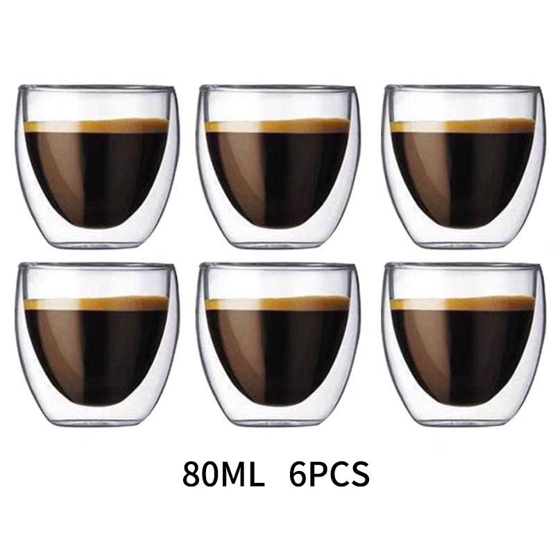 

80ml Egg Shaped Double Wall Glass Cup Handleless Heat Insulated Clear Thick Glass Mug for Coffee Tea Water Minimalist Design 80ml