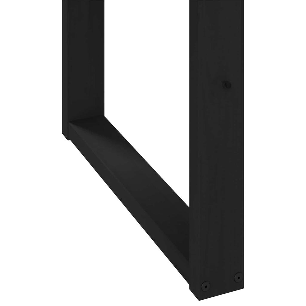 NOAIN Dining Table 160 cm Solid Pine Wood Black Rectangular