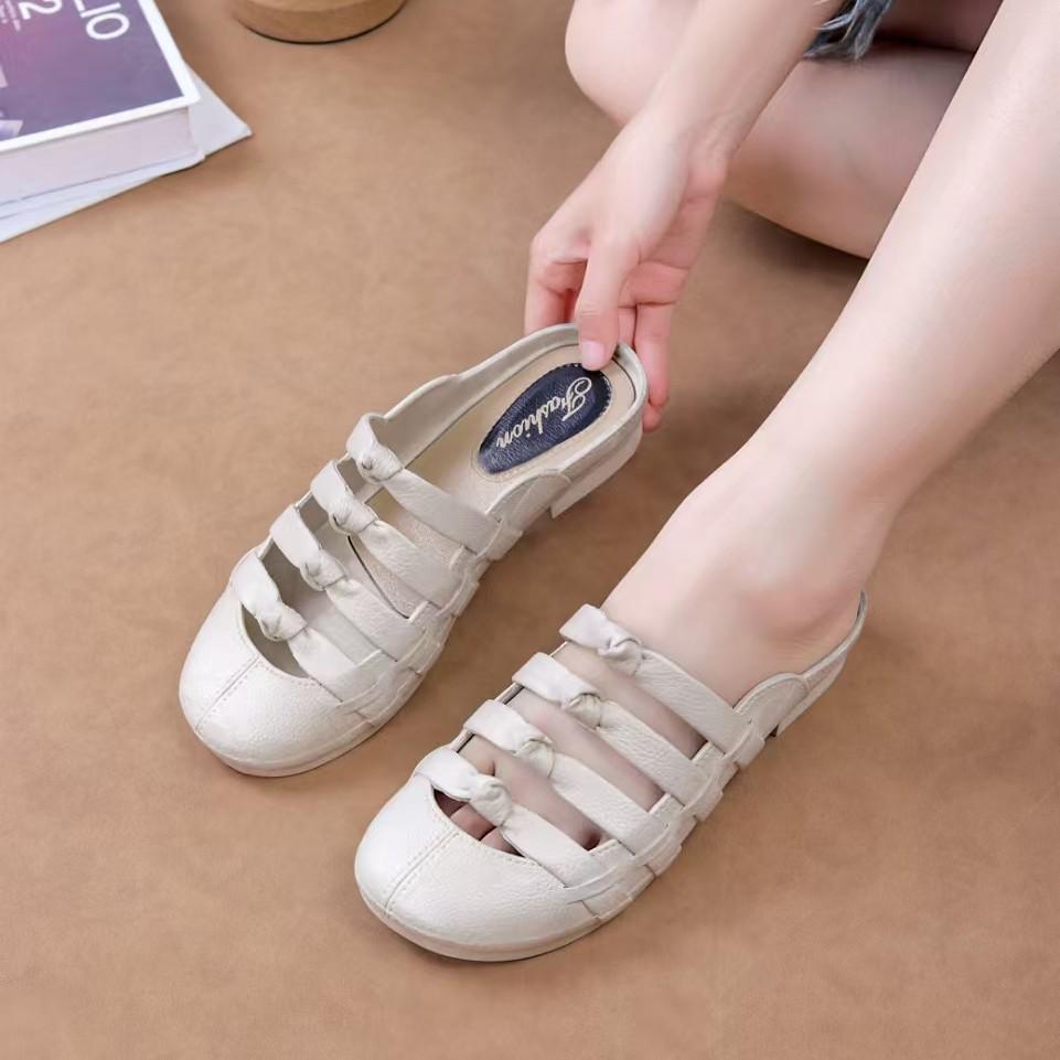 Women's Summer Flat Half Slippers - Stylish Low Heel Outdoor Casual Sandals