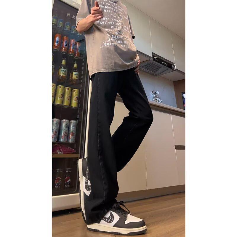 Hong Kong Trendy Men's Summer New Personalized Letter Jeans Hip Hop Ins Trendy High Street Trendy Ruffian Handsome Trousers