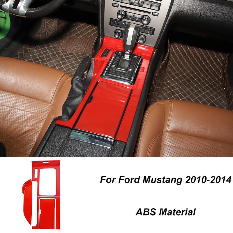 TESIN Car Red Interior Decoration Cover Stickers For Ford Mustang 2009 2010 2011 2012 2013 2014 Exterior Accessories Car
