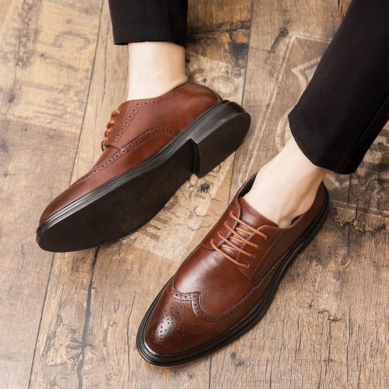 High Quality Brogues Leather Shoes Men Classic Men's Dress Shoes Formal Office Wedding For Men Casual Business