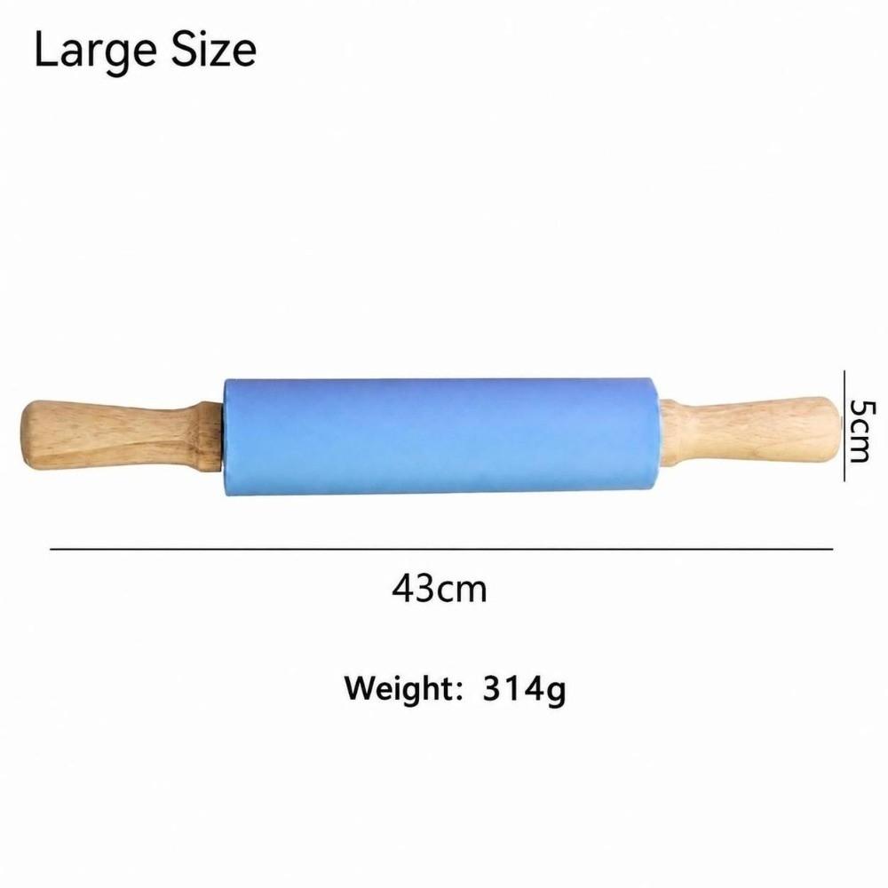 Solid Wood Handle Dough Roller Silicone Baking Rolling Pin Rolling Pin  Dough Pancake Pastry Cookie