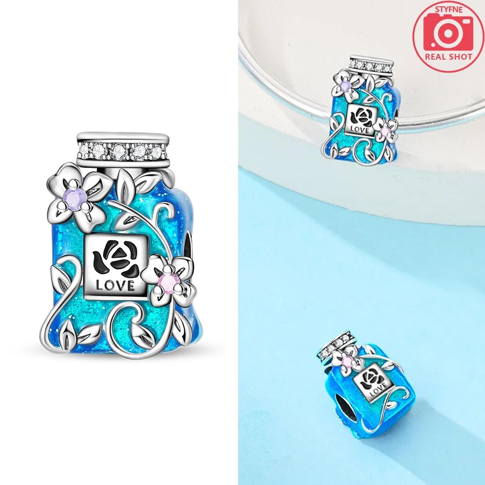 Flacon de Parfum Papillon Bleu Rêveur Romantique Breloques Perles Cuivre Originales S'adaptent Bracelet Bijou Accessoire pour Femmes Coffret Cadeau