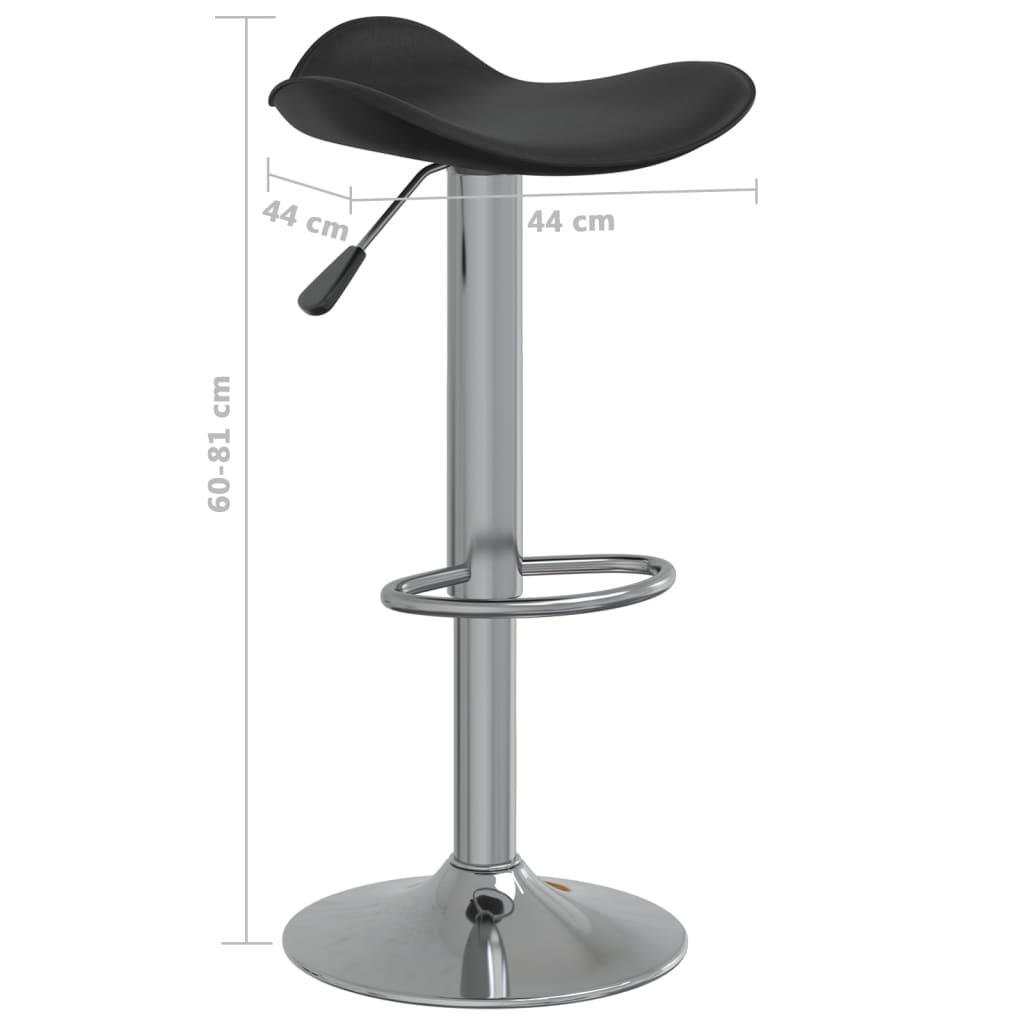 Black Bar Stool Chrome Plated Steel and Faux Leather