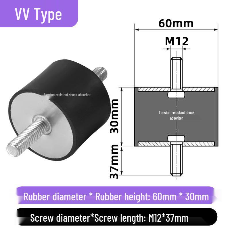 VV Type Rubber Shock Absorber with Dual External Threaded Rods - Industrial Vibration Dampening Silent Buffer Pad NHE01