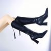 Fashion Solid Color Elegant Heeled Long Boots for Women Comfortable Pu Gothic Fashion 2025 Chic Goth Hot Y2k Knee High Shaft Shoes Woman