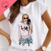 Cool Girl Power Fashionable European And American Girl Cool European And American White Tshirt Unisexs Shortsleeved Cotton Top