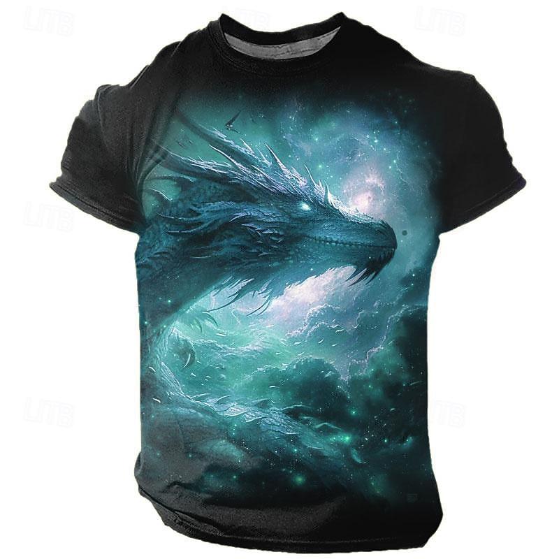 Men's Graphic Animal Dragon T Shirt Short Sleeve T shirt 3D Print Crew Neck Shirt Designer Casual Subculture Sports Outdoor