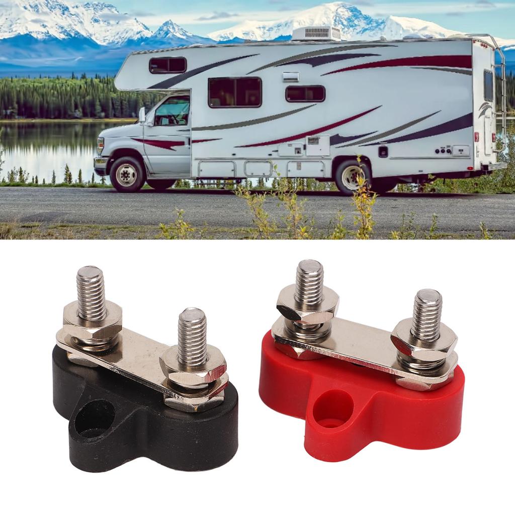 1 Pair 48V Battery Power Stud Stainless Steel Post Bus Bar Terminal Block for Truck RV Boat