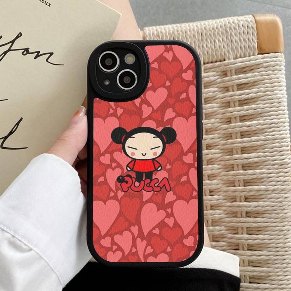 Cartoon Cute Pucca Phone Case Hard Leather For IPhone 16 15 14 13 12 Mini 11 14 Pro Max Xs X Xr 7 8 Plus Fundas