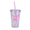Gifts Wedding Water Cup 16Oz Double Layer Plastic Straw Cup Transparent Simple Sequin Plastic Cup Female