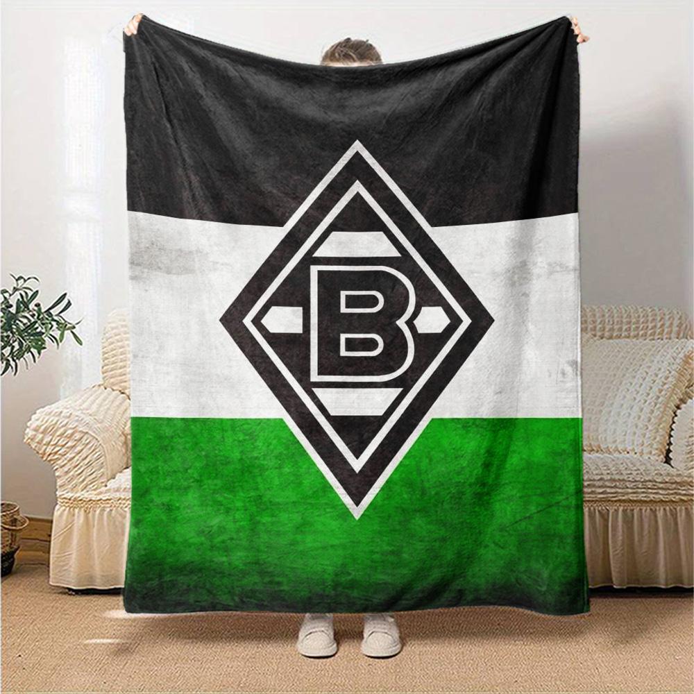 Borussia Team Logo Flag Style Print Fleece Blanket Soccer Fan Soft Warm Throw Blanket for Sofa Couch Bedroom Home Decor Gift
