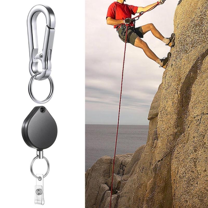 Retractable Keychain, IDs Badge Reel Retractable Badge Holder Steel Cord Keyring