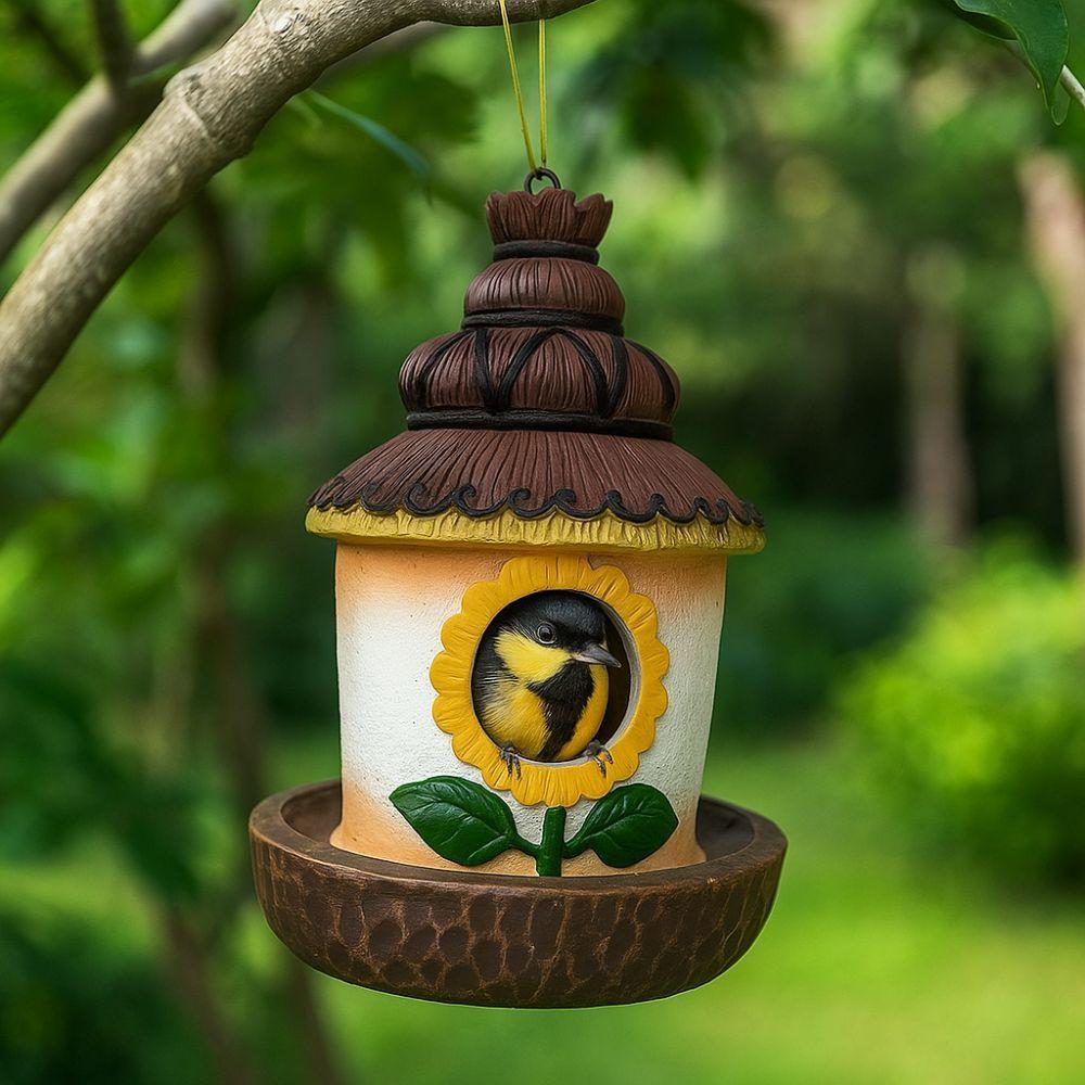 Weatherproof Wild Bird Nesting Box Ventilation Holes Feeder Hut Outdoor Bird House  Yard