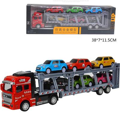 1/50 Transportador de Carros de Liga com 6 Carros Pequenos Semirreboque Modelo de Brinquedo