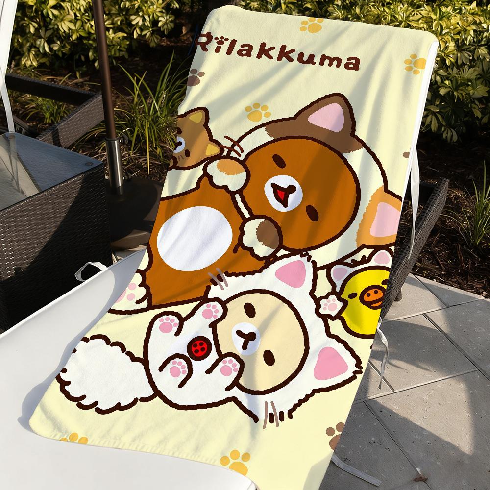Cartoon Cute R-Rilakkuma-S Cute Towel Sports Quick Dry Travel Camping Gear Sandproof Soft Light Large Beach Towel