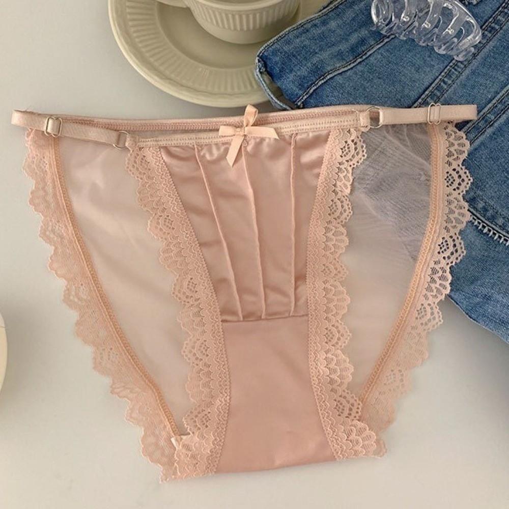 Low Waist Underwear for Women Bow Mesh Briefs Sweet Lace Panties  Girl