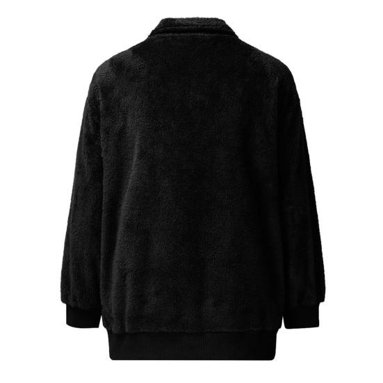 Sweatshirt Coat Long Sleeve Windproof Plush Trendy Turtleneck Zipper Neck Women Fluffy for Home