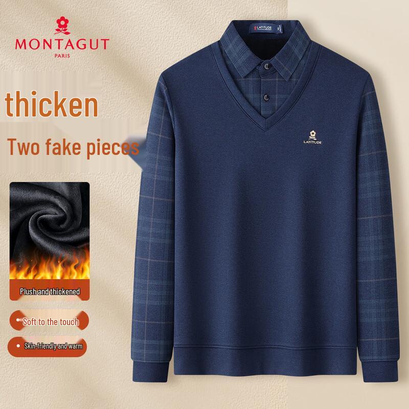 MONTAGUT Men s Faux Two-Piece Thermal Polo Shirt 54