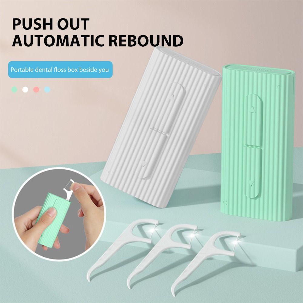 Oral Cleaning with 10Pcs Teeth Flosser Teeth Flosser Stick Automatic Case Floss Pick Dispenser Teeth Floss Storage Box