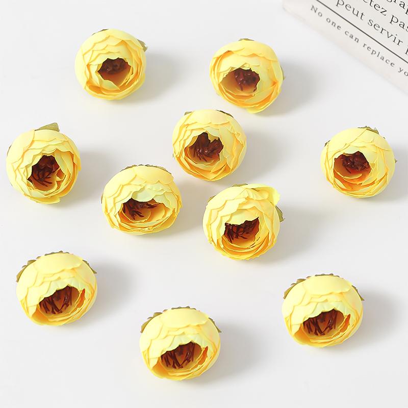 5/10/20Pcs 3cm Silk Tea Roses Heads Artificial Flowers Wedding Home Wedding Decor DIY Wreath Scrapbook Gift Box Fake Flowers