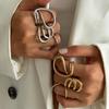 Punk Irregular Metal Line Rings for Women Men Gold Copper Color Geometric Hollow Circular Adjustable Finger Knuckle Ring Zircon