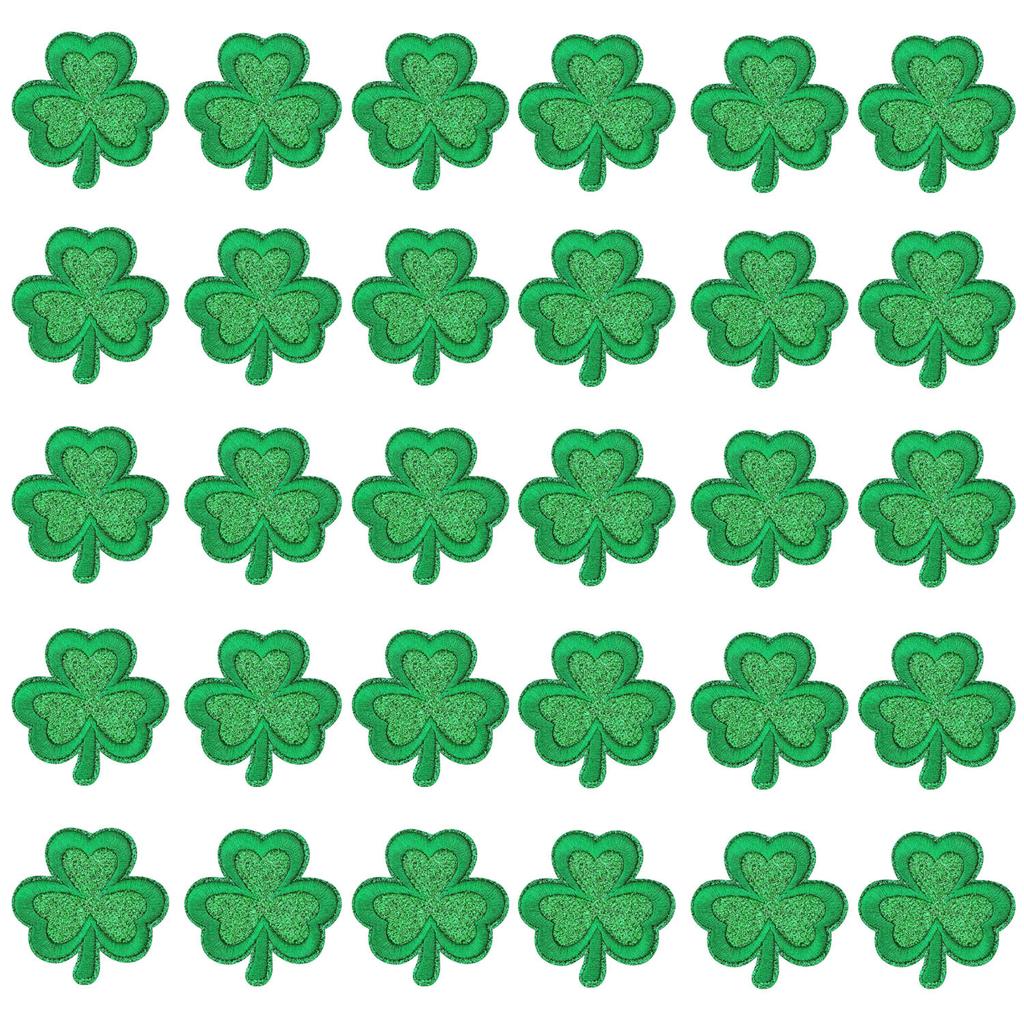 St. Patrick'S Day Embroidered Cloth Stickers Green Leaves Holiday Clothes Decorative Patches Stickers Heat Transfer