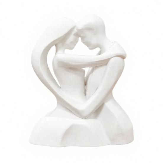 Moderne minimalistische Dekoration 3D-gedruckte sich umarmende Paarskulptur in Herzform, romantische Umarmungsfigur mit mattweißer Oberfläche, nordische Dekoration