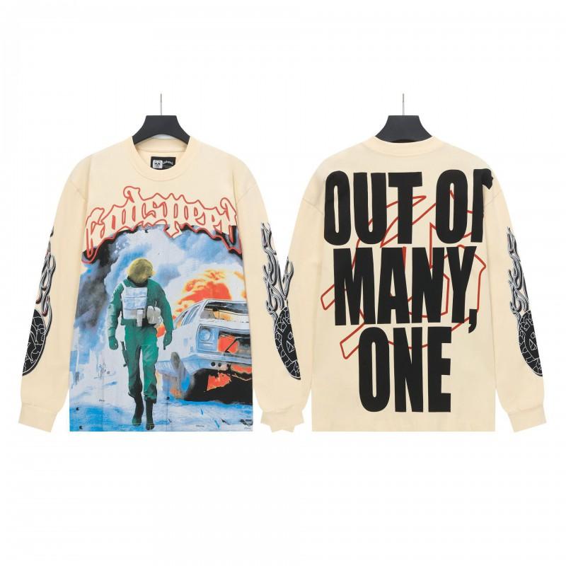 Unisex Vintage Skull Print Washed Cotton Long Sleeve Hoodie Streetwear Loose Fit