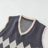 Autumn Rhombus Knitted Vest Women's Short Stacked Sleeveless Top Women's Knitted Sweater
